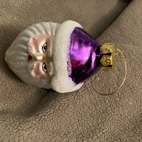 SET OF 4 GLASS CHRISTMAS SANTA CLAUS ORNAMENTS - Picture 11 of 13